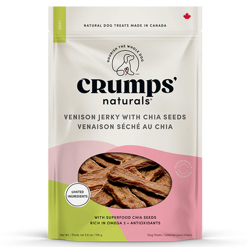 Crumps' Naturals Dog Venison Jerky with Chia Seeds